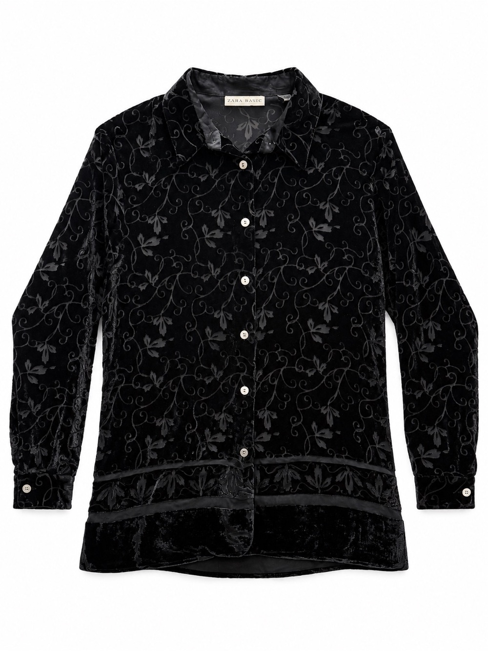 Vintage Valerie Stevens Black Silk Velvet Burnout Blouse Size 6 90s Y2K - Picture 2 of 7